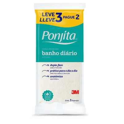 Esponja de Banho Diário Ponjita Amarela Leve 3 Pague 2