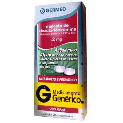 Maleato De Dexclorfeniramina 2Mg 20 comprimidos