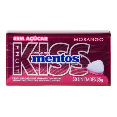 Bala Sem Açúcar Mentos Kiss Fruit Morango 35g