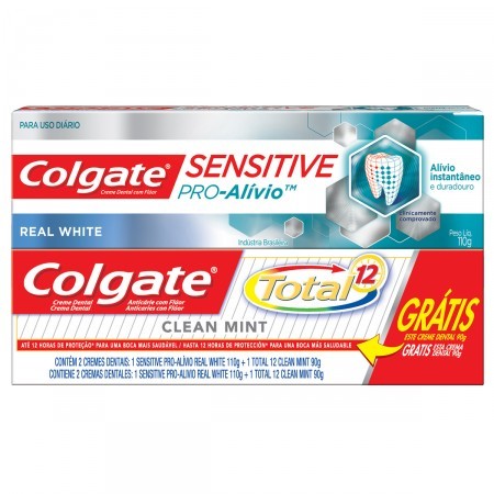 Kit Creme Dental Colgate Sensitive Pro Alívio 110g e Creme Dental Colgate Total 12 90g