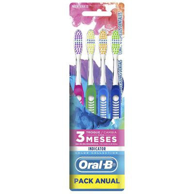Kit Escova Dental Macia 35 Oral-B Indicator Color Collection 4 Unidades