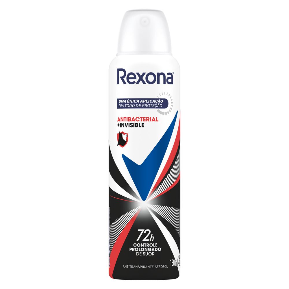 Desodorante Antitranspirante Aerosol Feminino Rexona Antibacterial + Invisible 72 horas 150ml