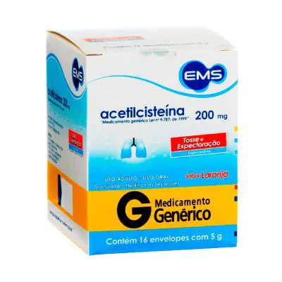 Acetilcisteína Ems 200mg 16 Envelopes 5g