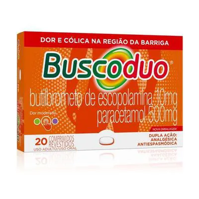 Buscoduo Paracetamol 500Mg + Butilbrometo de Escopolamina Para Dor e Cólica 10Mg 20 Comprimidos