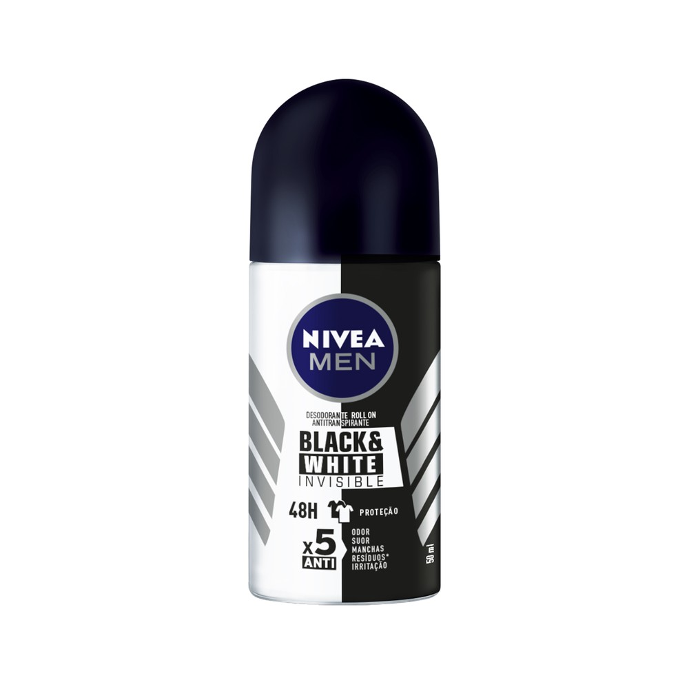 Desodorante Antitranspirante Nivea Men Roll On Invisible Black & White 50ml