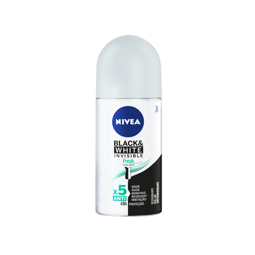 Desodorante Antitranspirante Nivea Roll On Invisible Black & White Fresh 50ml