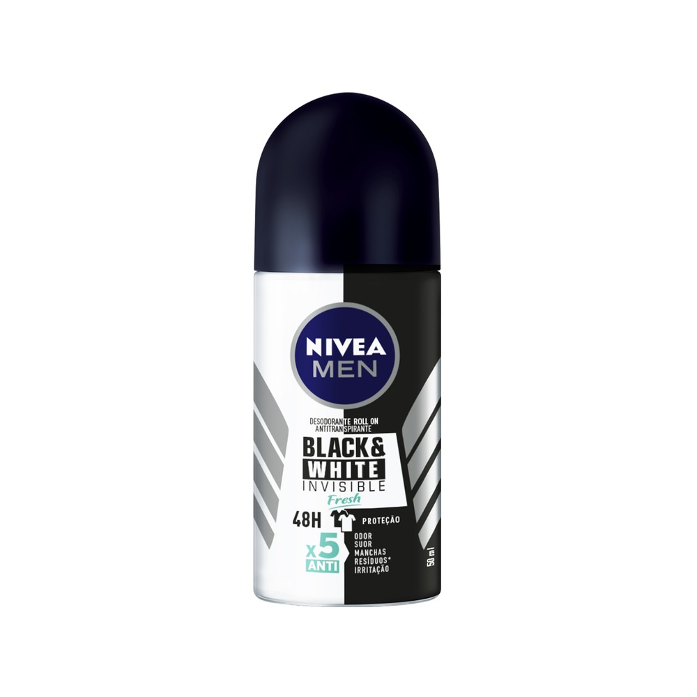 Desodorante Antitranspirante Nivea Men Roll On Invisible Black & White Fresh 50ml