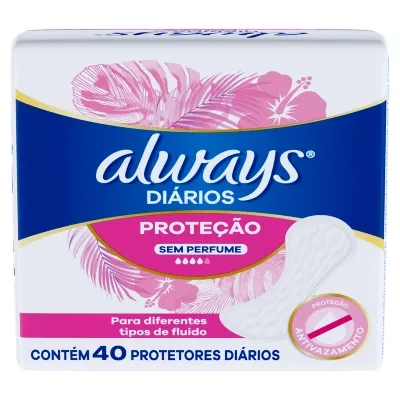 Protetor Diário Always sem Perfume 40 Unidades