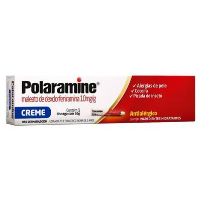 Polaramine Creme 10mg/g Antialérgico Bisnaga 30 Gramas