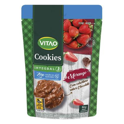 Biscoito Cookies Integral Zero Morango com Chocolate Vitao 80g