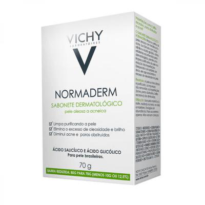 Sabonete Facial em Barra Vichy Normaderm Pele Oleosa a Acneica 70g