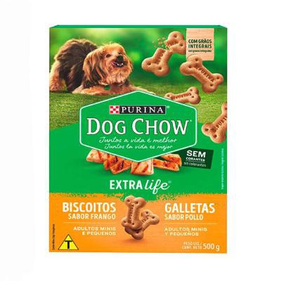 Biscoito Dog Chow Extra Life para Cães Adultos de Raças Pequenas e Mini Sabor Frango 500g
