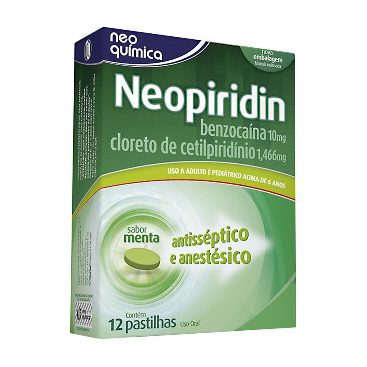 Pastilhas Neopiridin Menta 12 Unidades