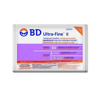 Seringa Bd Insulina Ultra Fine Ii 30Ui Ag/Curta 10 Unidades