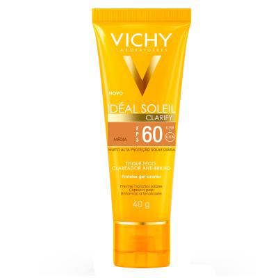 Protetor Solar Facial Vichy Idéal Soleil Clarify FPS60 Cor Média 40g
