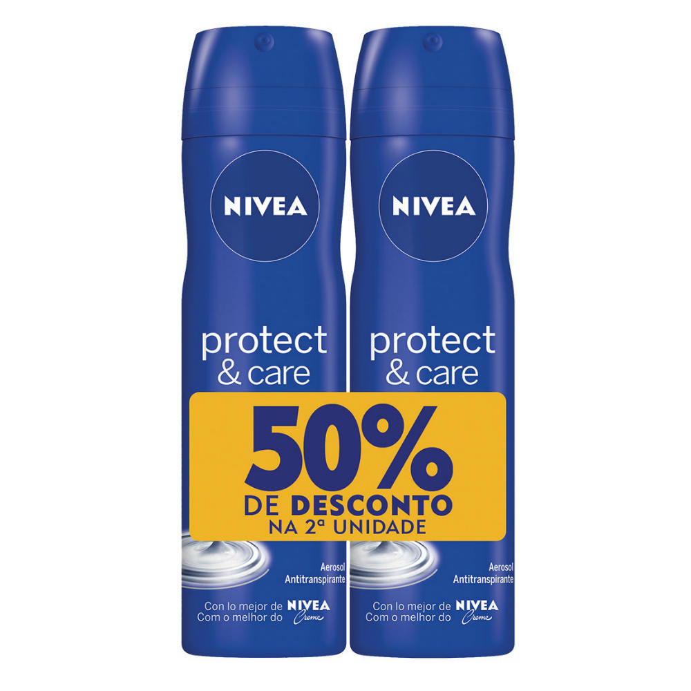 Kit Desodorante Aerosol Nivea Protect e Care 150ml 2 Unidades - Embalagem Econômica