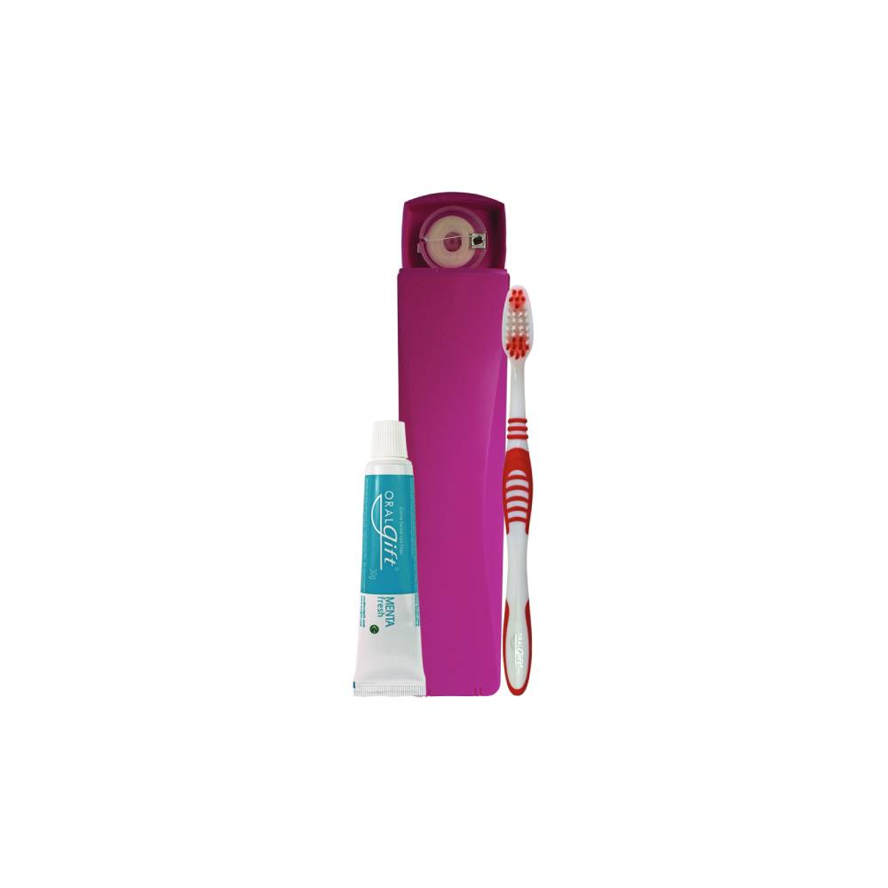 Kit OralGift 4 em 1 Smilebox Slim com Estojo + Escova Dental + Creme Dental 50g e Fio Dental 25m
