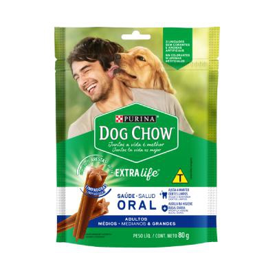 Petisco Dog Chow Extra Life Saúde Oral Purina para Cães de Médio e Grande Porte 80g