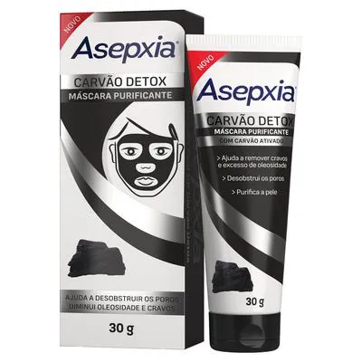 Máscara Facial Asepxia Carvão Detox 30g