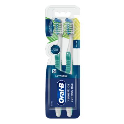 Kit Escova Dental Macia Advanced Oral-B 7 Benefícios Control-Bac 2 Unidades