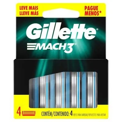 Carga para Aparelho de Barbear Gillette Mach3 Regular Leve 4 Pague 3