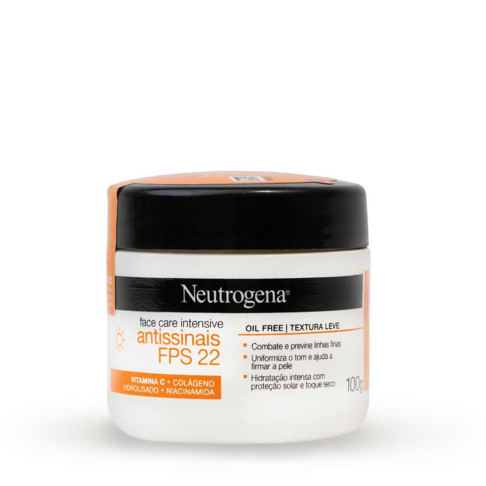 Creme Facial Antissinais Neutrogena Face Care Intensive Vitamina C e Colágeno FPS22 100g
