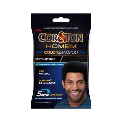 Tintura Cor&Ton Homem Color Shampoo Preto