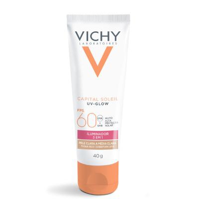Protetor Solar Facial Vichy Capital Soleil UV-Glow FPS60 Pele Clara Média 40g