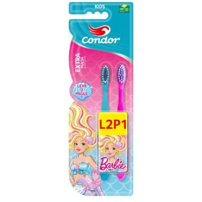 Escova Dental Condor Barbie Extra Macia Leve 2 Pague 1
