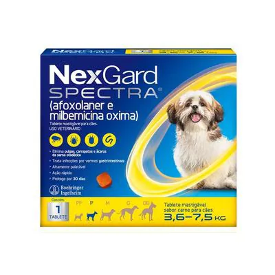 Nexgard Spectra Antipulgas E Carrapatos Para Cães De 3,6 A 7,5Kg, Marrom
