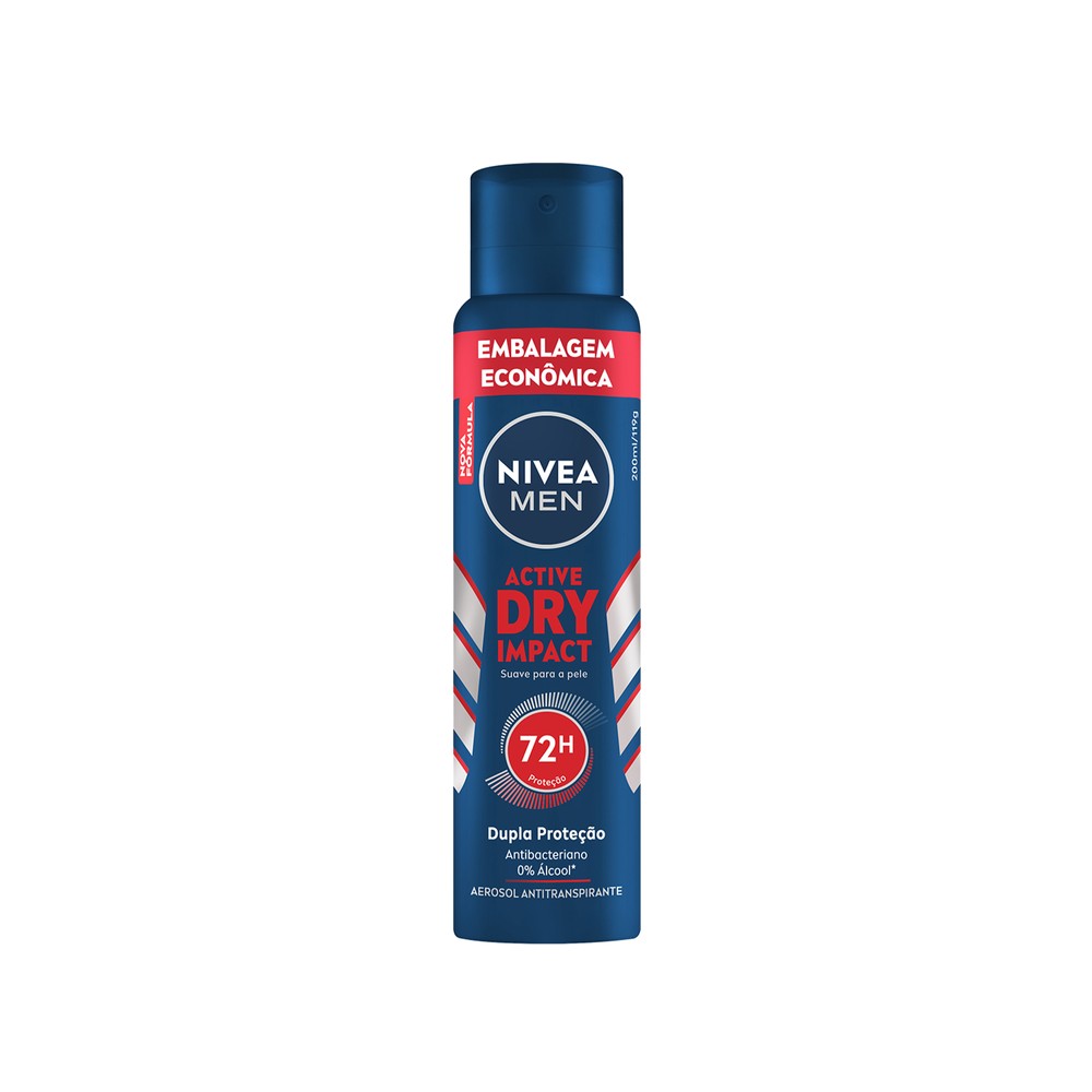 Desodorante Aerosol Nivea Active Dry Impact Masculino Embalagem Econômica 200ml