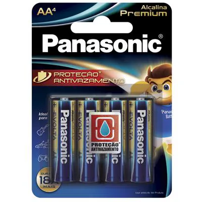 Pilha Panasonic Alcalina Premium AA 4 Unidades