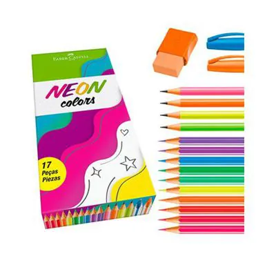 Kit Lápis Faber Castell Neon Colors 17 unidades