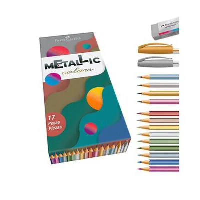 Kit Lápis Faber Castell Metallic Colors 17 unidades