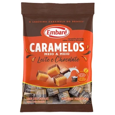 Bala Embaré Caramelo Meio a Meio Leite e Chocolate 150g