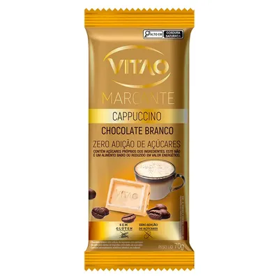 Chocolate Vitao Marcante Branco Cappuccino Zero Açúcar 70g