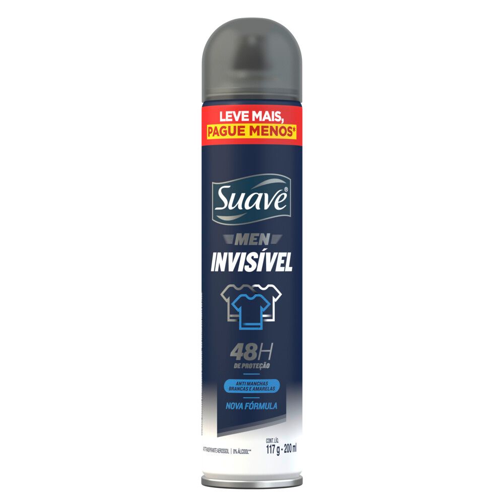 Desodorante Aerosol Suave Men Invisible 48 horas de proteção 200ml