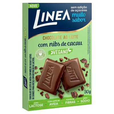Chocolate Linea Vegano Ao Leite Com Nibs 30g