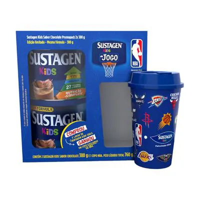 Pack Sustagen Kids Chocolate 380g 2 unidades + Copo NBA Grátis