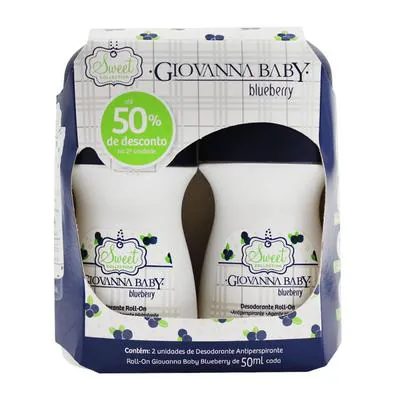 Kit Desodorante Giovanna Baby Roll On Blueberry 50% desc na 2ªunidade