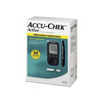 Kit Accu-Chek Active com Monitor Glicemia Completo 50 Tiras
