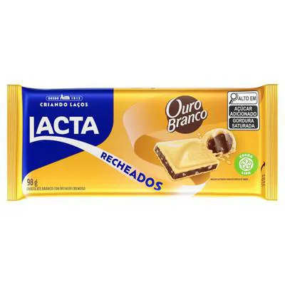 Chocolate Lacta Recheado Sabor Ouro Branco 98g