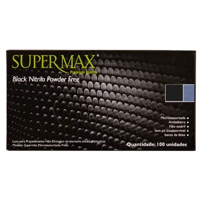 Luva de Procedimento Supermax Black Nitrilo M 100 unidades