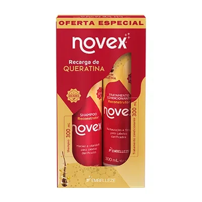 Kit Novex Recarga de Queratina Shampoo e Condicionador 300ml