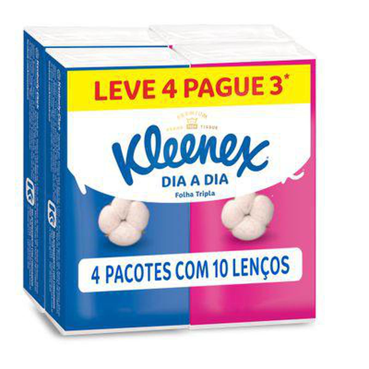 Lenço De Papel Kleenex Bolso Misto 4X10 Unidades