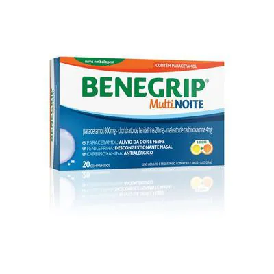 Benegrip Multi Noite Antigripal 20 Comprimidos