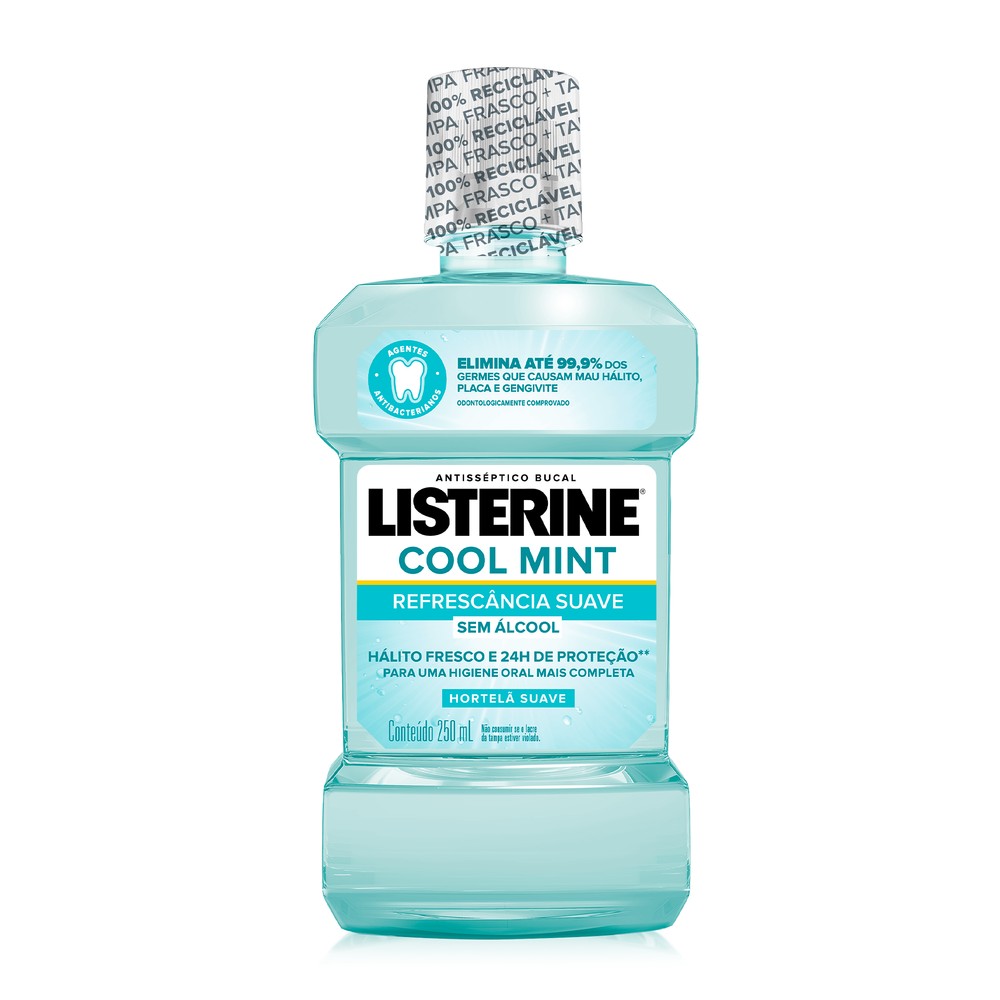 Listerine Cool Mint Enxaguante Bucal Sem Álcool, 250mL
