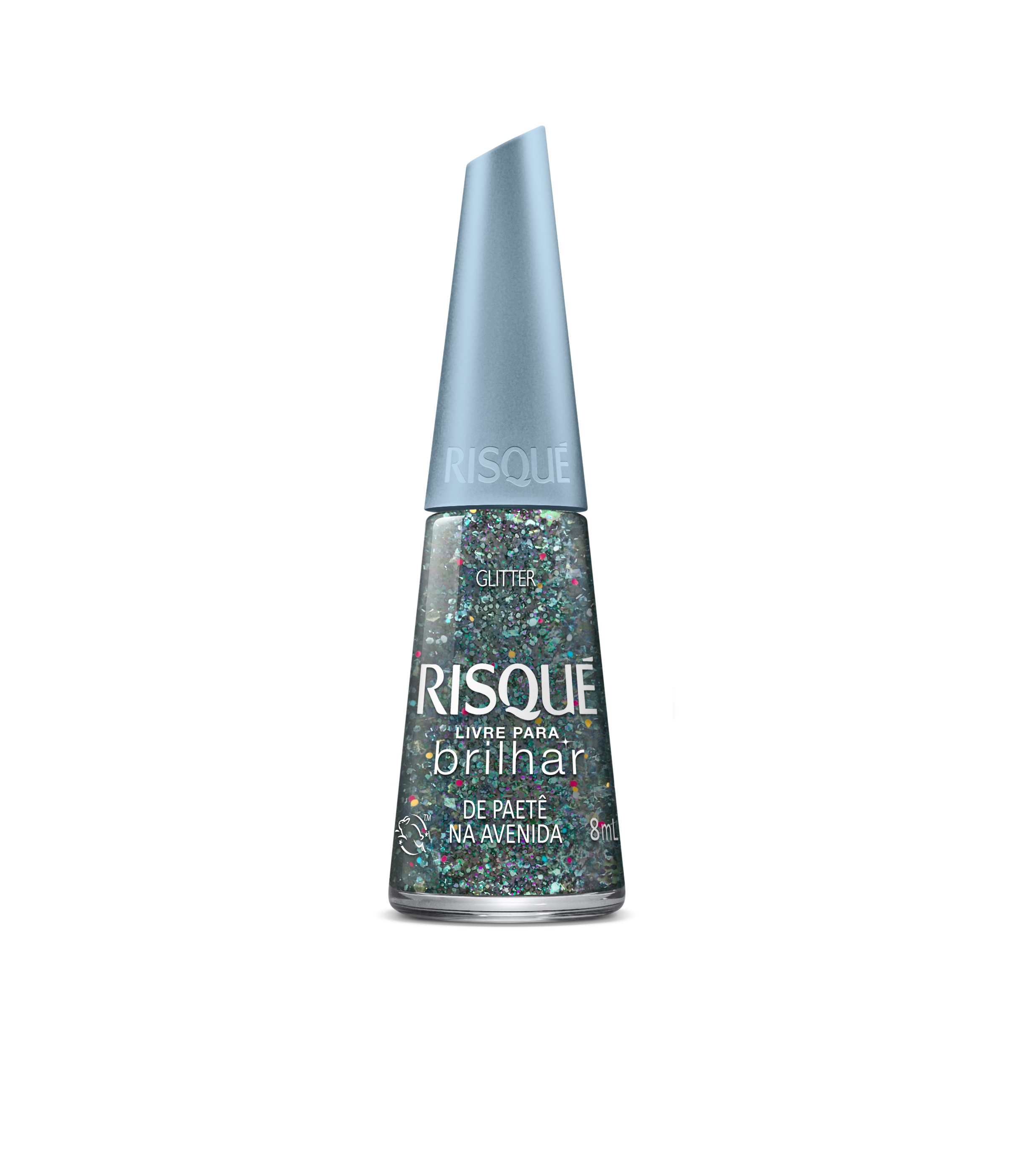 Esmalte Risqué Livre Para Brilhar Glitter Azul de Paetê na Avenida 8ml ...
