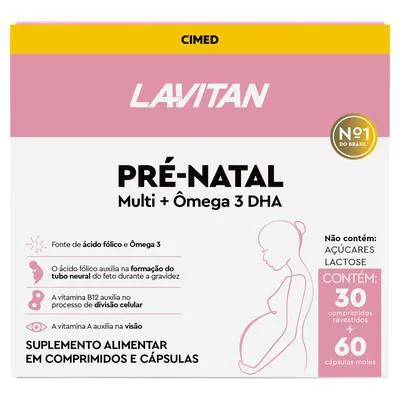 Kit Lavitan Pré-Natal Multi 30 Comprimidos+Ômega 3 DHA 60 Cápsulas